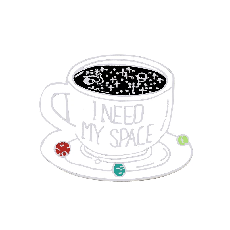 Cup GOOD VIBES бутылка эмалированные булавки Белый Черный фейерверк круглые кофейные Броши для женщин и мужчин Рубашки нагрудные булавки шляпа значок ювелирные изделия подарок для детей - Окраска металла: Cup