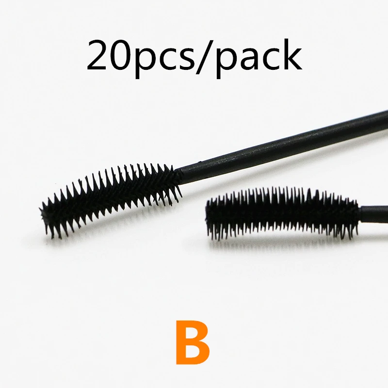 Black-B 20pcs Одноразовые ресницы для наращивания, кисти для бровей, тушь для ресниц, палочка, силиконовые ложки, ресницы, косметические кисти для макияжа, набор инструментов - Handle Color: Black-B 20pcs