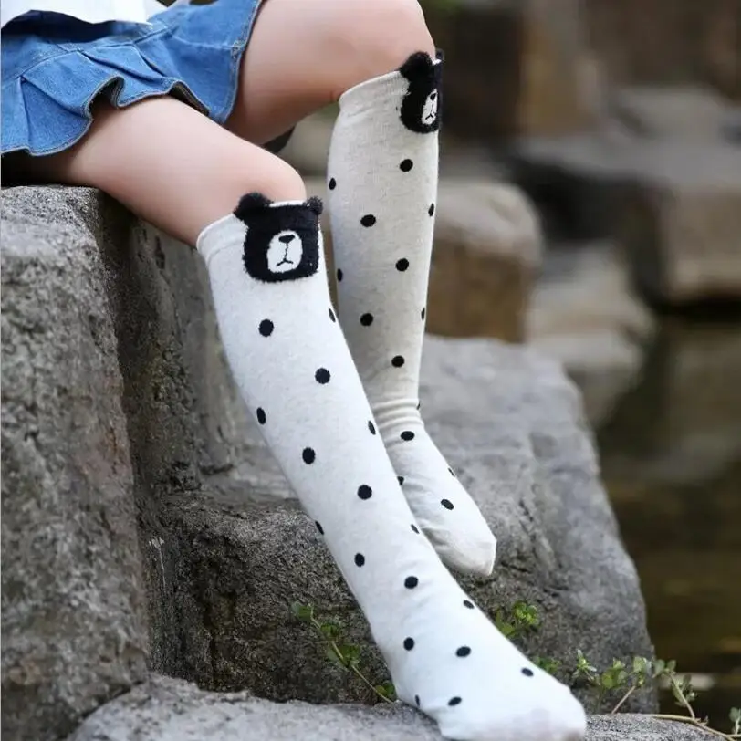 Girl Socks 1 Гольфы для девочек Детские Носки с рисунком совы, собаки гольфы для мальчиков Детские хлопковые носки выше колена - Цвет: Girl Socks 1