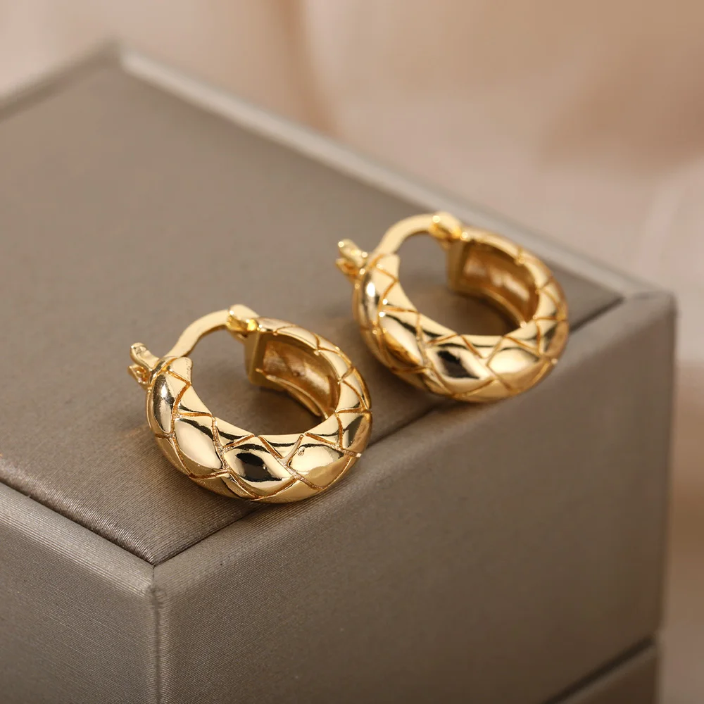 Irregular Round Earrings Stainless Steel Geometric Drop For Women