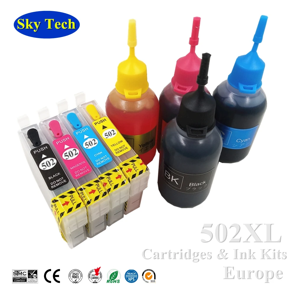 

T02W1 Refill ink kit for epson 502xl 502 Refillable Cartridge With arc chip for epson XP-5100 XP-5105 WF-2860 WF2865 printer