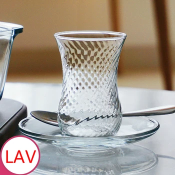 

LAV Exquisite Grid Pattern Turkey Black Tea Cup Saucer Sets Turkish Coffee ESPRESSO SHOT Glass Scented Tea Drinking Mug Teacups