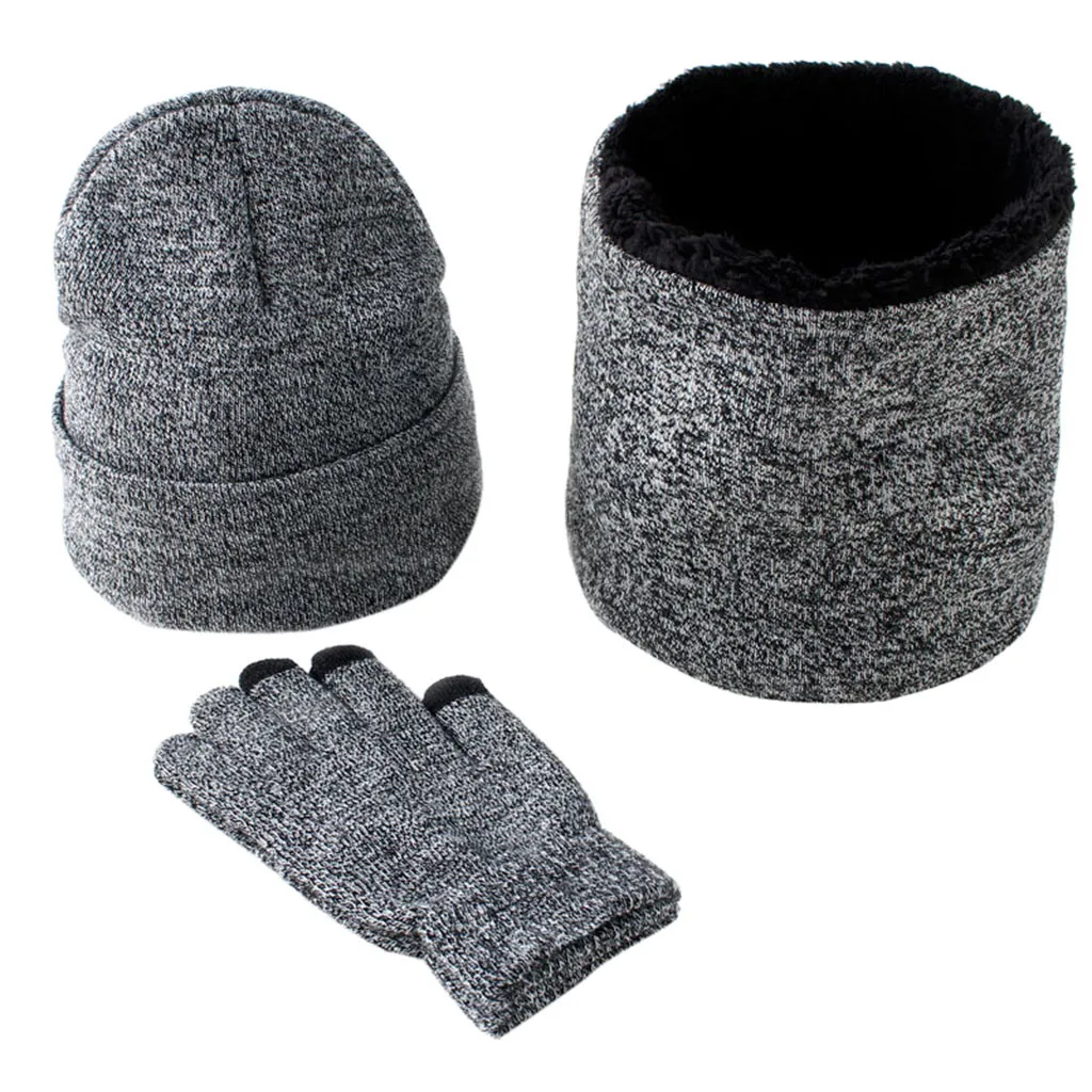 Зимний унисекс вязаный шарф бини шапка и перчатки набор стрейч шапка шарф и варежки набор шарф, шапка и перчатки наборы Аксессуары