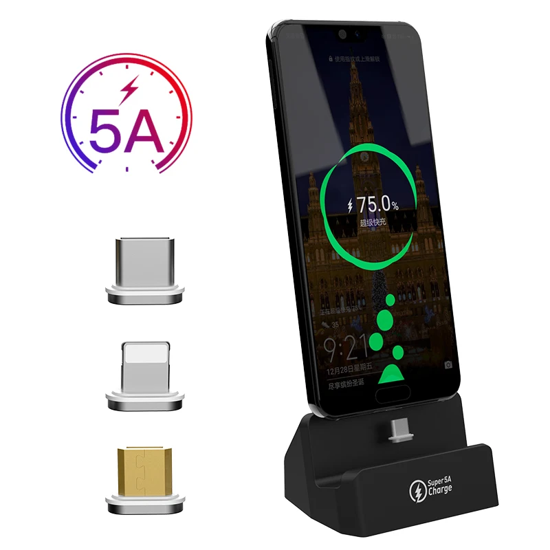 SIKAI Магнитная зарядная док-станция для iPhone/Micro USB/type-C держатель телефона 5A магнитное зарядное устройство для iPhone 11 pro huawei mate 30 pro