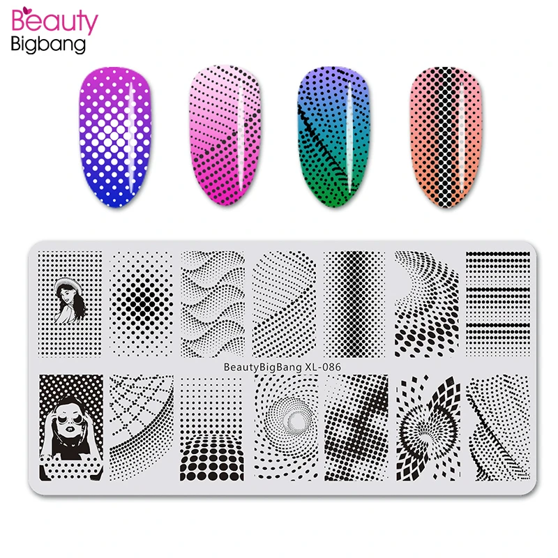 Трафареты Beautybigbang для стемпинга ногтей круглые и вихревые формы в стиле Фэнтези