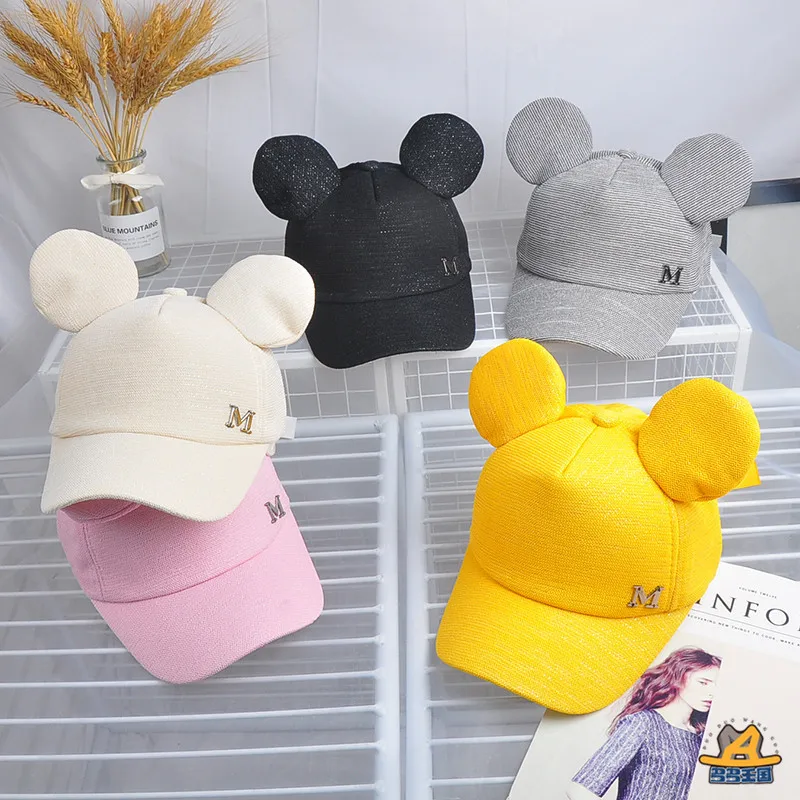 Gorros de sol con orejas grandes para niños, sombrero de bebé de gorra de beisbol con letras