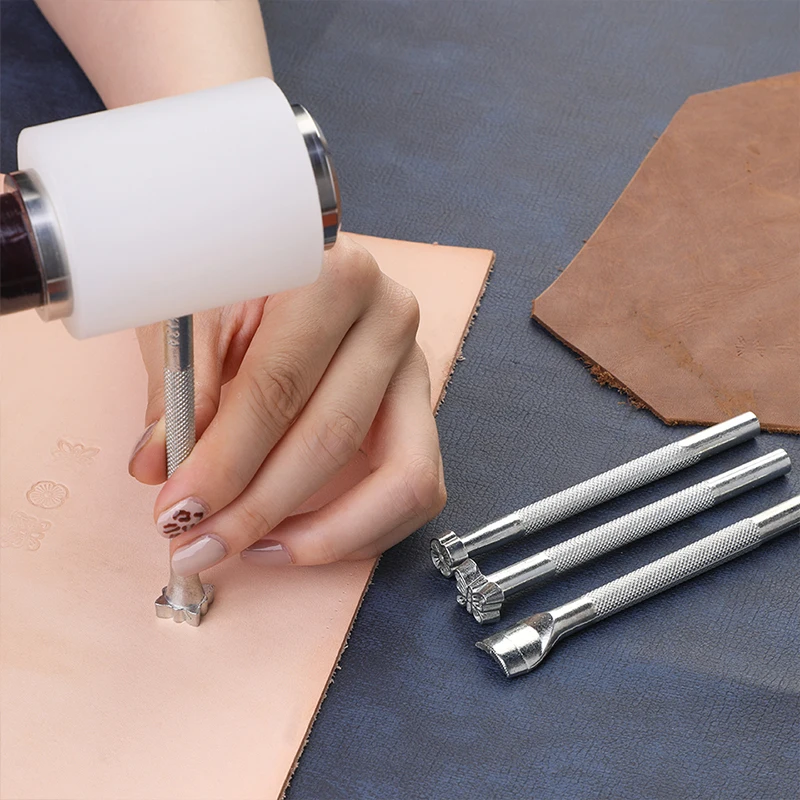 Leather Craft Stamps Metal Printing Tool Leather Stamping Set Saddle Making Tools Embossing for Handmade