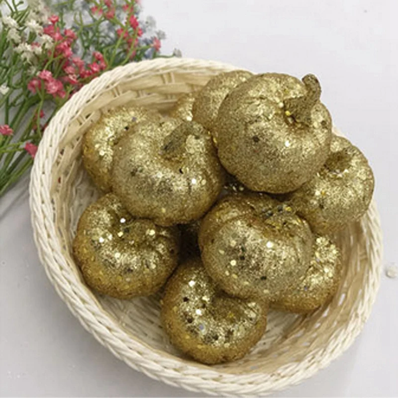 Hot-12Pcs искусственная тыква на Хэллоуин блеск осень День благодарения дисплей поставки Хэллоуин Декор
