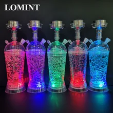 LOMINT Cup Style Portable Hookah Set Shisha With Led Light Colorful Flash Nargile Plastic Chicha Acrylic Narguile Complete SH823