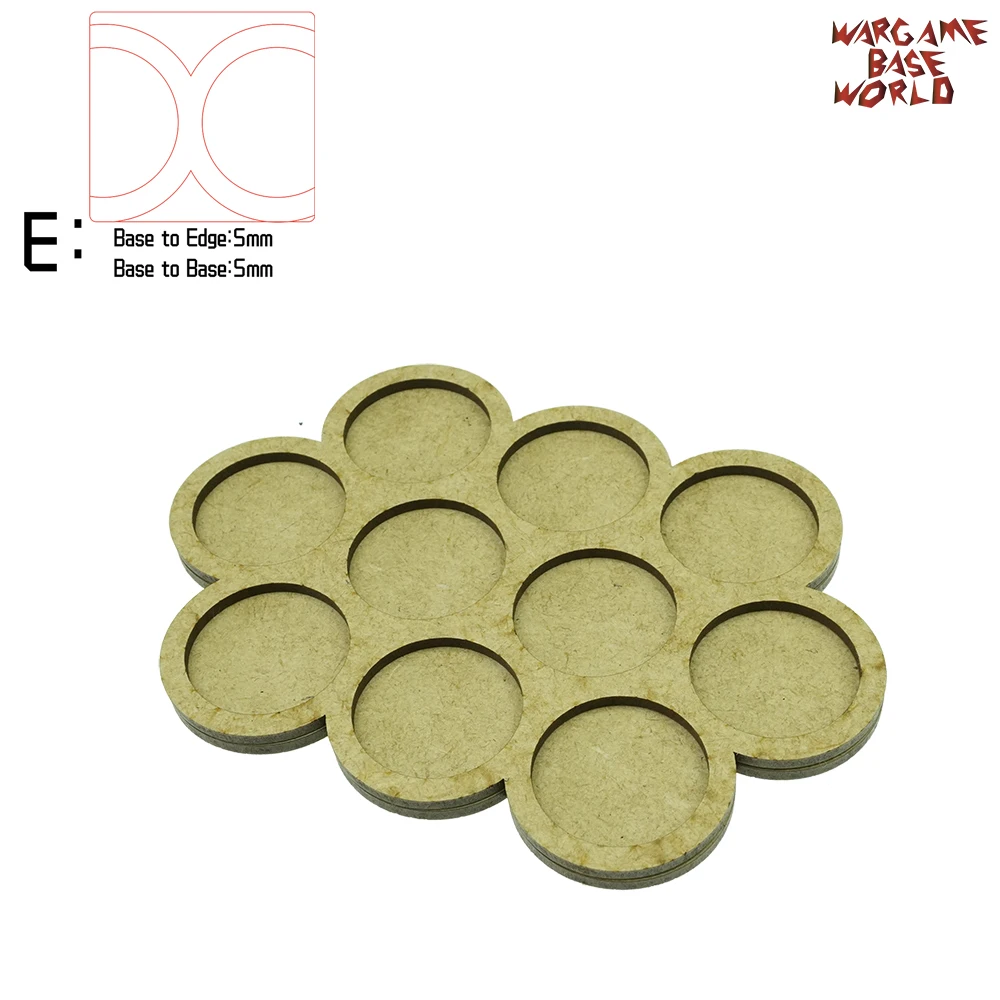 Lot-Of-One Movement Tray 10 bases Round 32mm Double line derangements Shape MDF