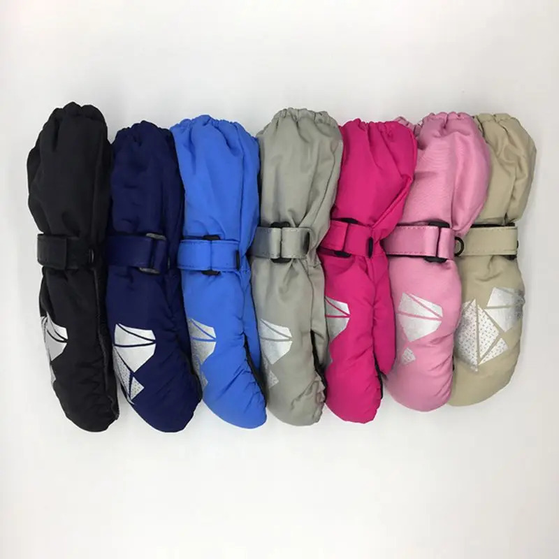 

Children Winter Warm Gloves Boys Girls Geometric Print Thick Windproof Waterproof Baby Mittens