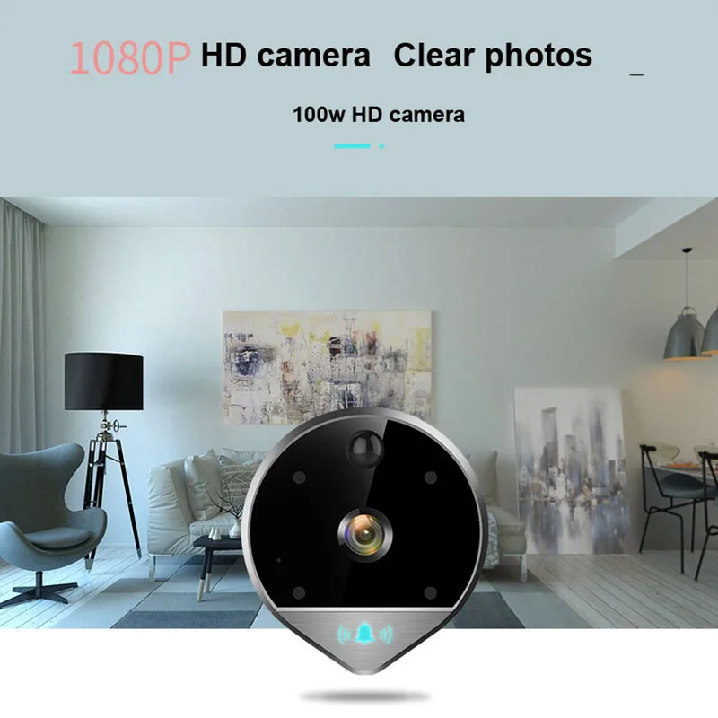 1080P Digital Peephole Viewer Home Security Doorbell Support Max 32Gb 170 Viewing Angle Motion Detection