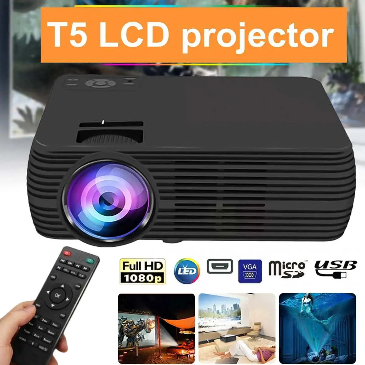

Mini Projector 7000 Lumens 1080P FHD Wifi bluetooth Home Theater Android 6.0 X5 Audio Speaker Home Theater Cinema