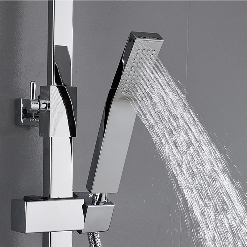 LED Digital Shower Set Chrome Bathroom Faucets Thermostatic Shower Mixer System SPA Rainfall Hot Cold Bath Tap Wall Mount Grifos