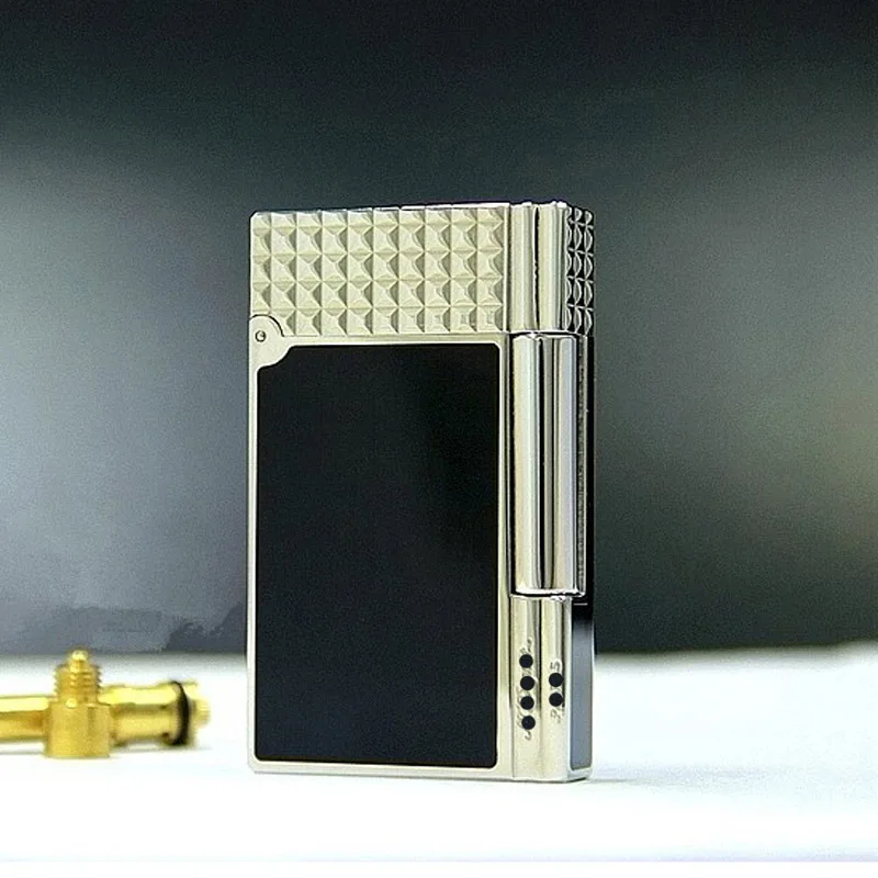 012 Black Silver nuevo encendedor de Gas laca натуральный para cigarrillos Ping encendedores con sonido accesorios de - Цвет: 012 Black Silver
