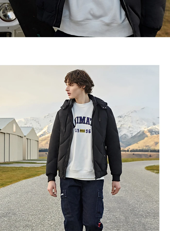 SEMIR пуховик мужской зимняя новая ветрозащитная куртка с капюшоном куртка со стоячим воротником Теплая стеганая Толстая серая куртка на утином пуху