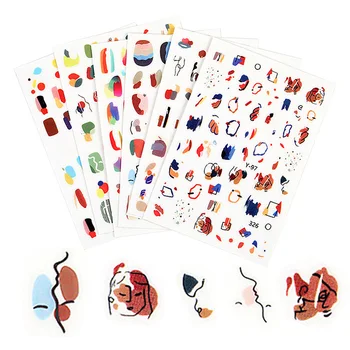 

1 pc Nail Art Sticker Retro Styles Slider Watercolor Character Simple Abstract Artist Design Accessoires Tips for Nail Polish