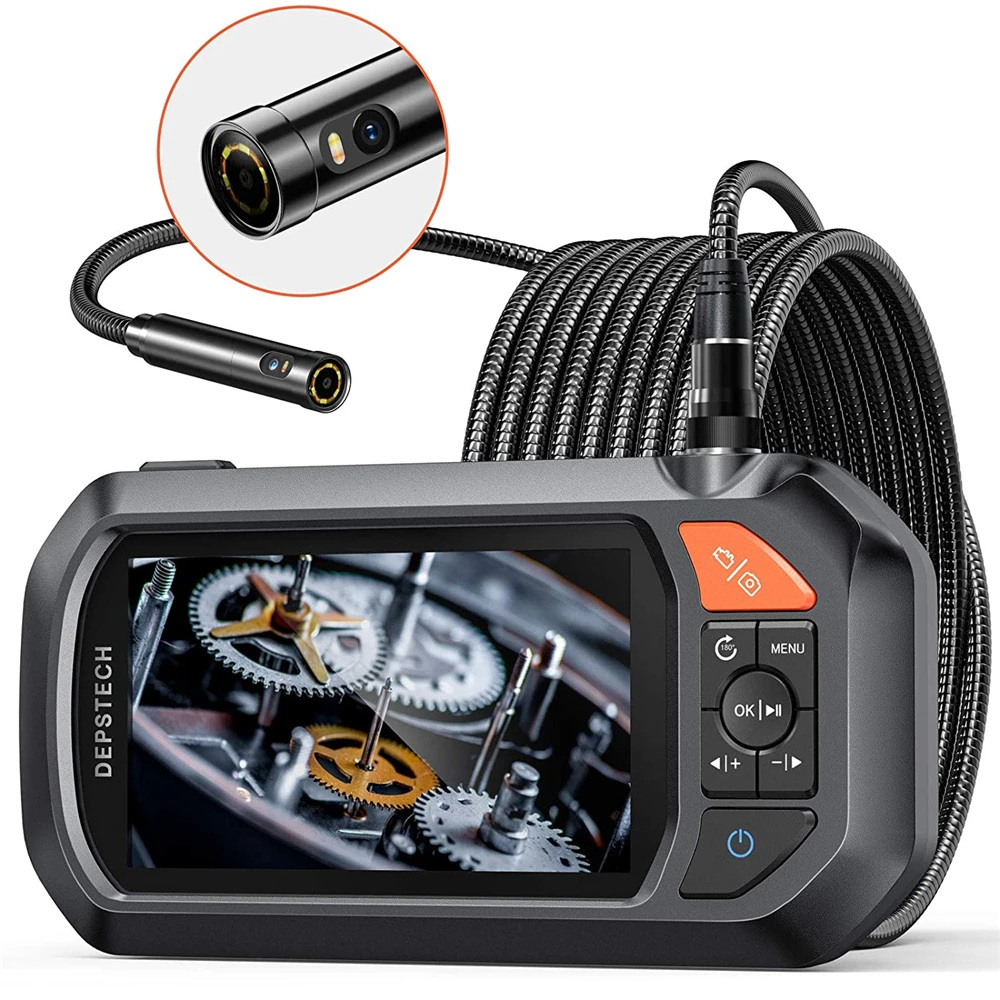DEPSTECH Industrial Borescope 1080P Dual Lens 4.3in IPS Screen Endoscope with 7 Adjustable LED and 4 External LED Fill Lights