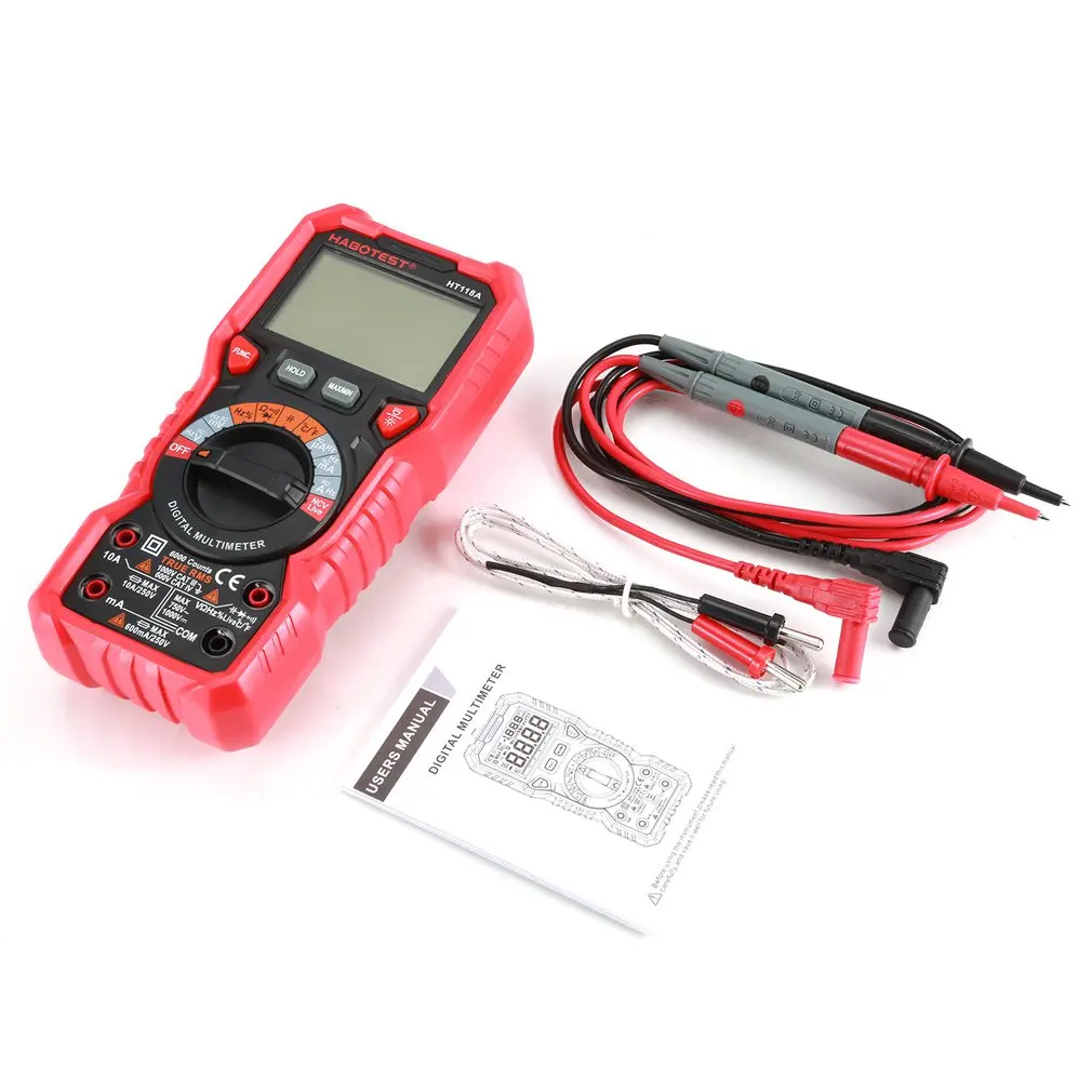 

Digital Multimeter HT118A HT118C HT118D Backlight Buzzer AC DC Ammeter Voltmeter Ohm Temperature Meter Data Hold Battery Test