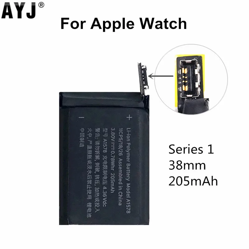 AYJ аккумулятор A1578 для Apple Watch Series 1 38 мм настоящий аккумулятор емкостью 205 мАч 1 38 мм хорошо протестирован