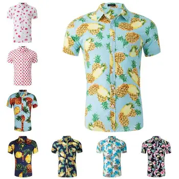 

Sell well Summer Mens Short Sleeve Beach Hawaiian Shirts Casual Flower Floral Shirts Plus Size 2XL New Mens Clothing Fashion