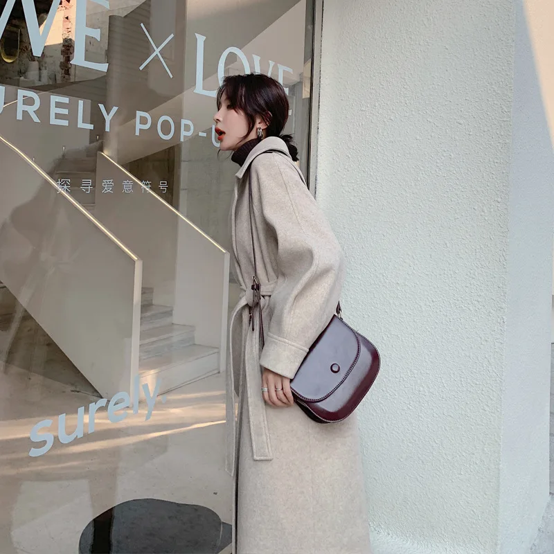 

2019 Popular New Style Autumn And Winter Korean-style Mid-length Hepburn College Style Short-height Gray Woolen Coat WOMEN'S Coa