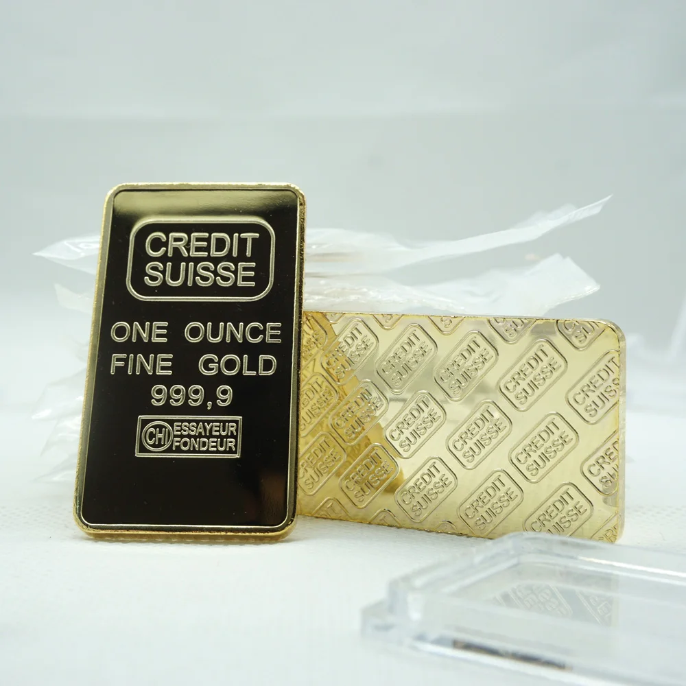 Répliques de lingot plaqué or 24K, pièces de crédit suisse