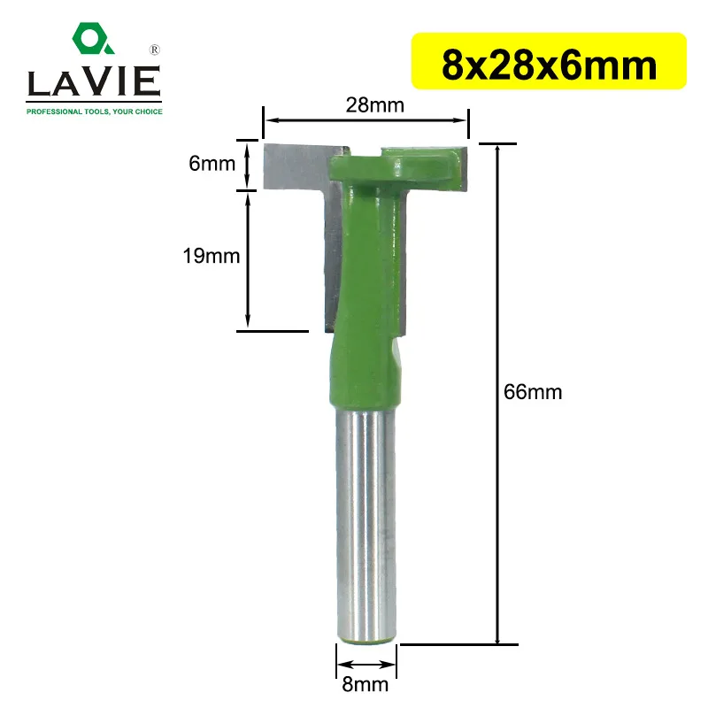 8x28x6mm LAVIE 8 мм хвостовик Т-образный фрезерный станок бит фрезерование прямой край Долбление Фрезерный резак режущая ручка для дерева по дереву MC02090 - Длина режущей кромки: 8x28x6mm