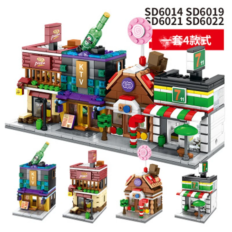 

SEMBO Blocks Mini Street Store Building Bricks Cute Micro Shop Model Ice Cream Educational Kids toys Compatible Children Gifts