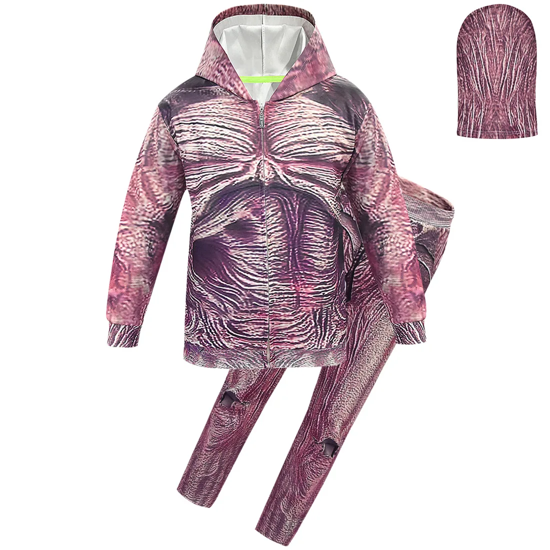 Baby Boys Halloween costume for kids Stranger Things Demogorgon Hoodie Cosplay Costume Zipper Hooded Jacket+trousers+Mask+glove