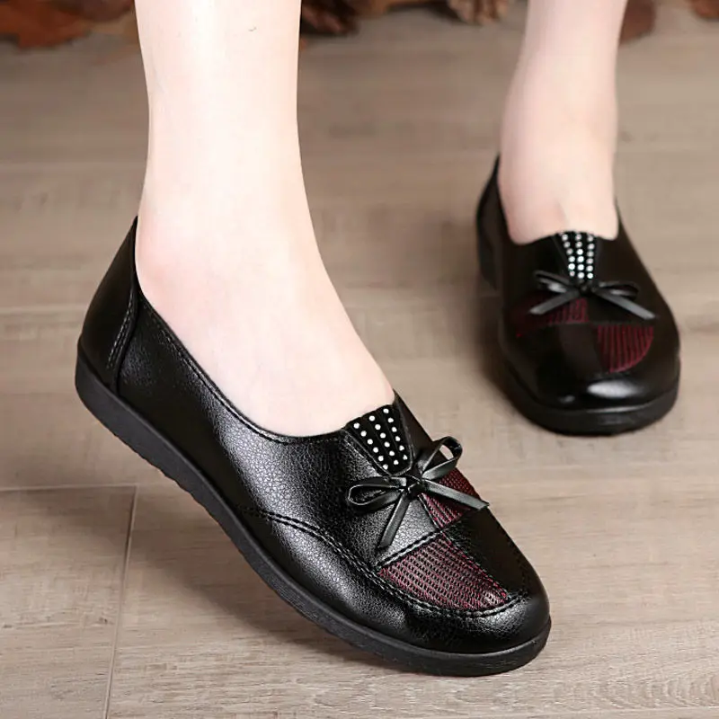 Women Leather Flats Spring Shoes Classic Women's Loafers Casual Leather women shoes