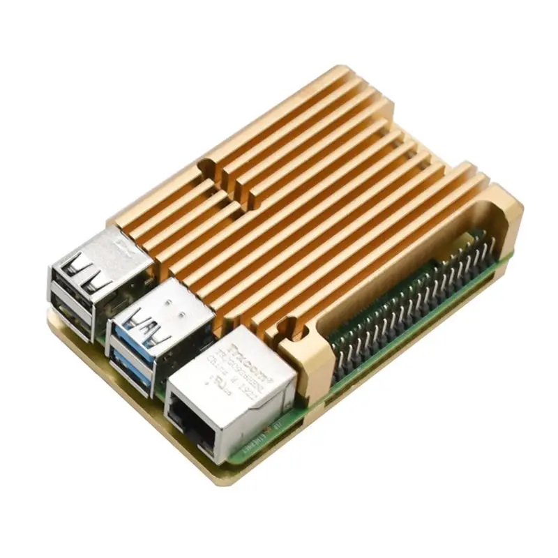 Алюминиевый Золотой корпус металлический коробка радиатора для Raspberry Pi 4 Модель B