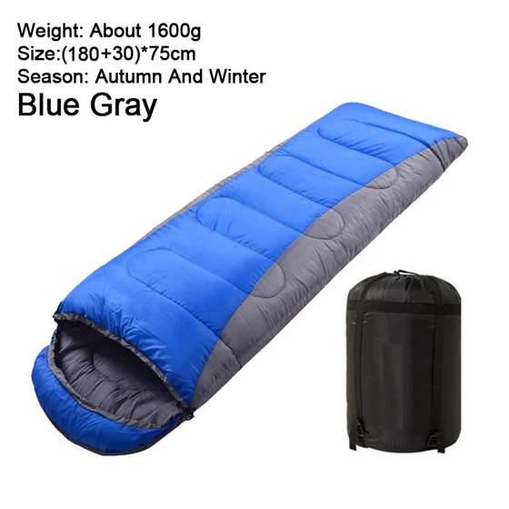 Blue Gray 1600G WEST BIKING, 4 сезона, спальный мешок для кемпинга, легкий теплый и холодный конверт, альпинистский спальный мешок для путешествий на открытом воздухе, пеших прогулок - Цвет: Blue Gray 1600G