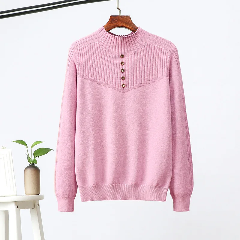 Pink SSYG1059 GIGOGOU Европейский Свободный негабаритный женский свитер на пуговицах, мягкий женский джемпер, элегантный шикарный вязаный пуловер, рождественские свитера - Цвет: Pink SSYG1059