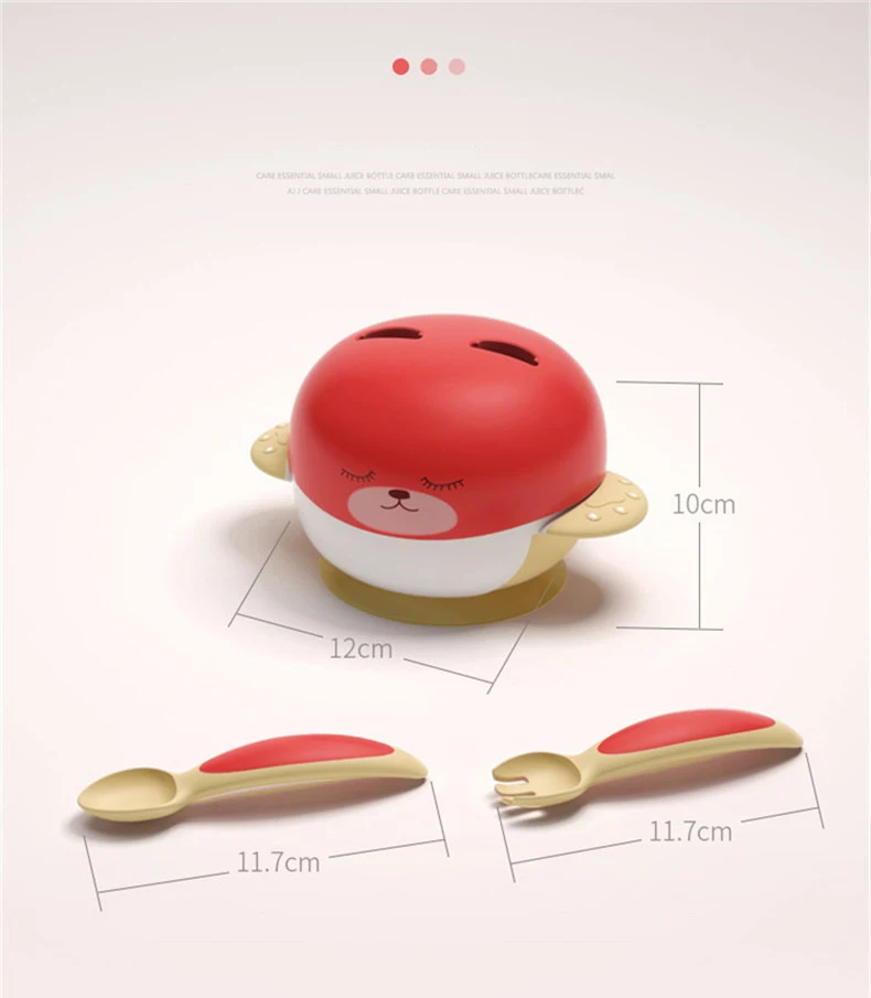 Sucker Bowl Bunny Sucker Baby Dish Spoon Fork Food Container Tableware For Baby Kids Training Dishes BPA Free