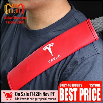 

Seat 2Pcs Car Belt Pads For Tesla model 3 S X Seat Shoulder Strap Pad Cushion Cover Car Belt Protector Safety Belt Cover 27x5cm