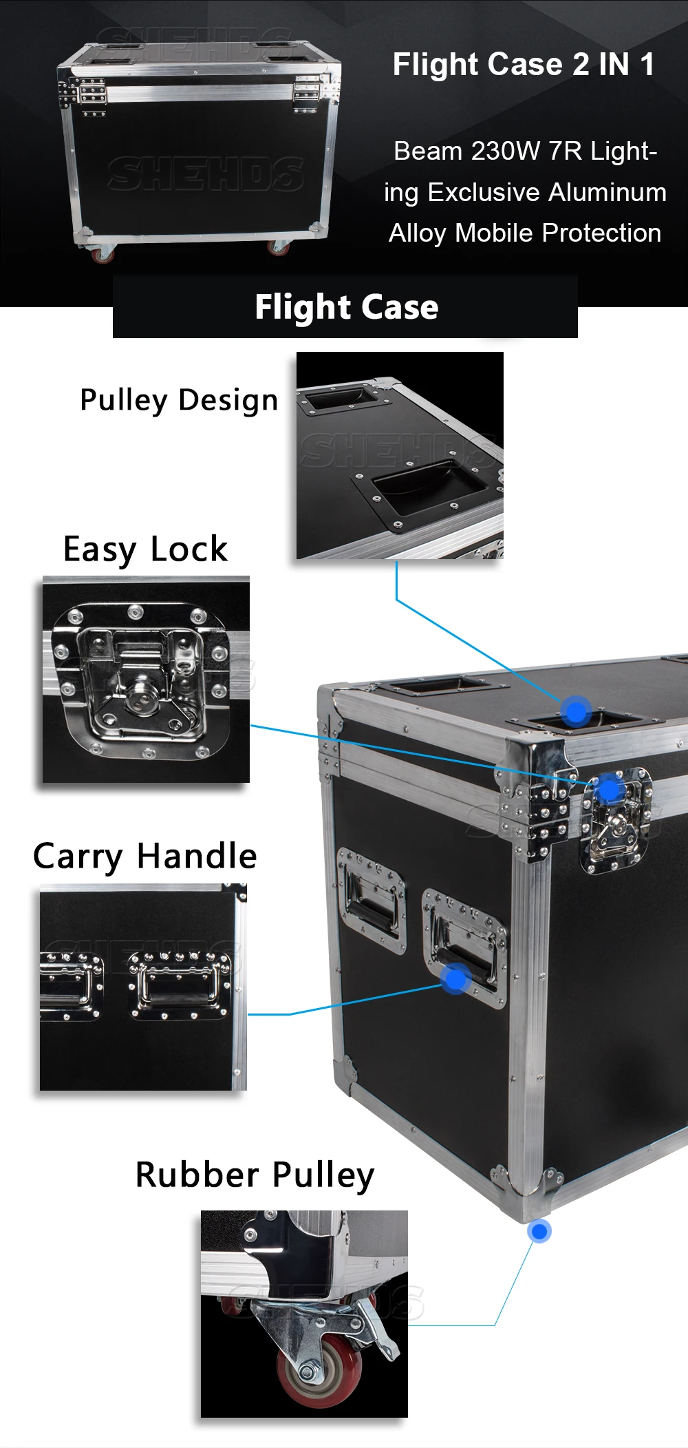 Feixe com Case do Vôo Iluminação de Palco Sensível ao Toque Pces Moving Head Profissional dj Dmx Power in - Out Tela Sharpy Lyre Disco 2 7r 230 w 7 feixe com caso do vôo profissional dj