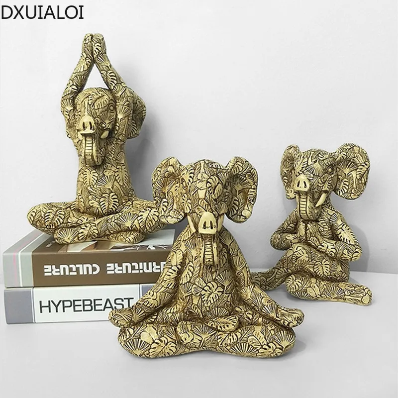 

Creative Animal Sculpture Decoration Resin Crafts Home Living Room Dining Room Entrance Zen Meditation Elephant Decoration