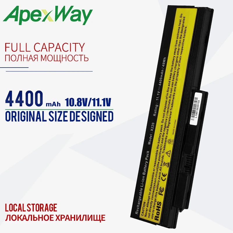 ApexWay 4400 мАч батарея для lenovo ThinkPad X220 X220i X220s 42T4901 42T4902 42Y4940 42Y4868 42T4873 42Y4874 42T4863 42Y4864