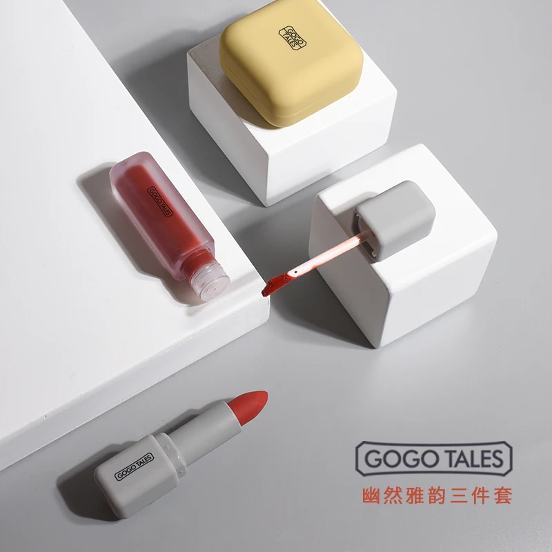 3 шт./компл. Gogotales набор для макияжа лица Powder пудра+ матовая губная помада+ блеск для губ водонепроницаемый стойкий макияж палитра BN174