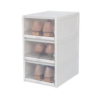 

Plastic Pull Shoe Storage Box Container Case Transparent Clear Stackable Shoes Boxes Cabinet Organizer Flip Drawer ##3