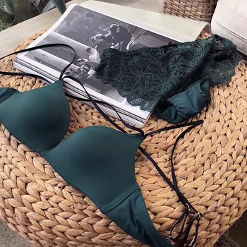 

Push up Lace Sexy and Charming Deep-V Non-Steel Ring under the Thin Thick Female Seamless Underwear Bra