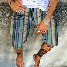 

Men's 3D Summer Fashion Shorts Hawaiian Beach Pants Drawstring Waist Loose Large Size S-6XL Classic Stripes Theme