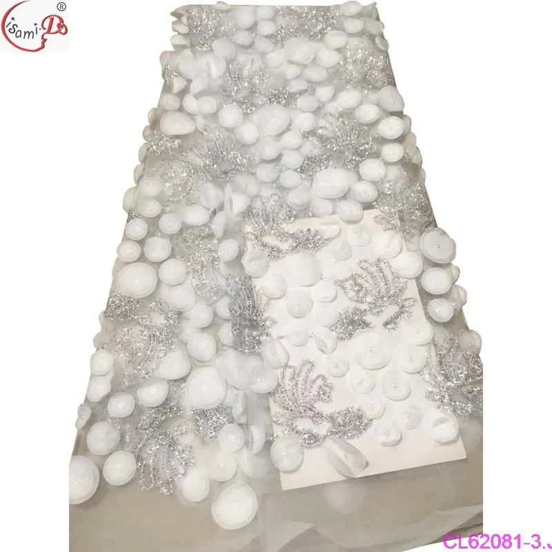 Красивая кружевная ткань с 3d блестками и цветочной вышивкой CL62081