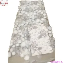 Красивая кружевная ткань с 3d блестками и цветочной вышивкой CL62081