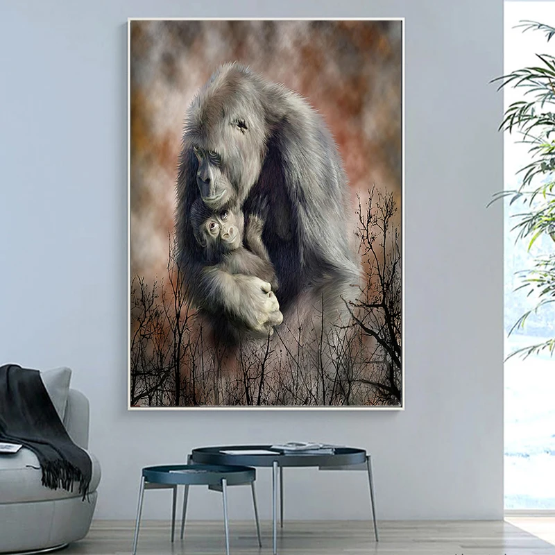 Обезьяна Gorilla Chimps Wild картина с рисунком животных постеры и печать в скандинавском