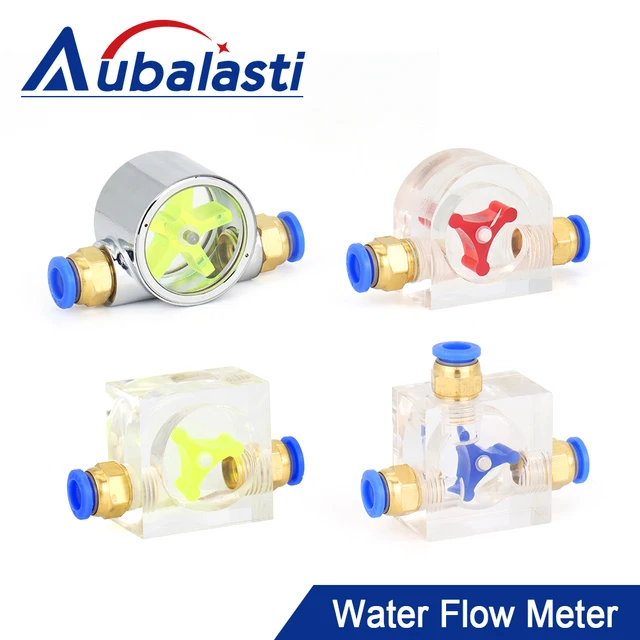 Aubalasti Water Flow Meter Monitor ตัวบ่งชี้ G1/4 แกนมอเตอร์ระบายความร้อนด้วยน้ําเส้นทางระบบเชื่อมต่อกับท่อน้ํา 8 มม. 1