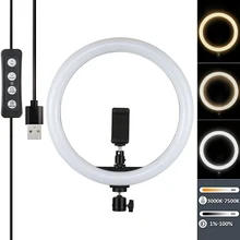Светодиодный светильник-кольцо 1" с держателем для телефона для YouTube Потоковое видео макияж кольцевой светильник с регулируемой яркостью для фотосъемки светильник ing Selfie