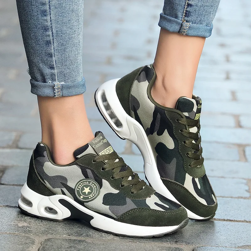 

Spring New Style Cushion Insole Lace-up Camouflage Shoes Army Fans Athletic Shoes COUPLE'S Men And Women Casual Shoes
