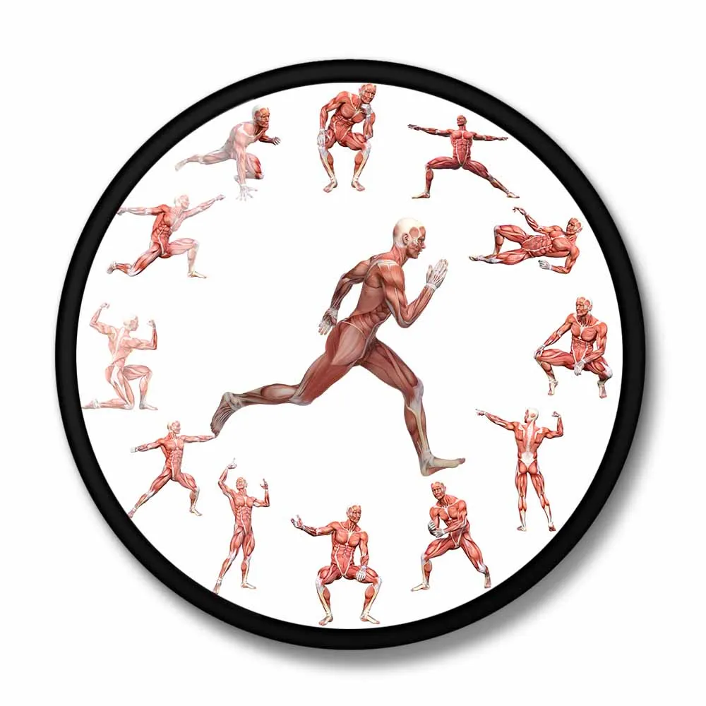 Human Body Art Anatomical Running Man Minimalist Wall Clock Male Anatomy Musculature Clock Muscle In Action Watch Medical Décor 2